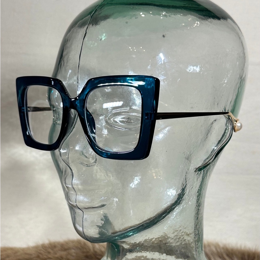 Chic Oversized Blue Square Glasses